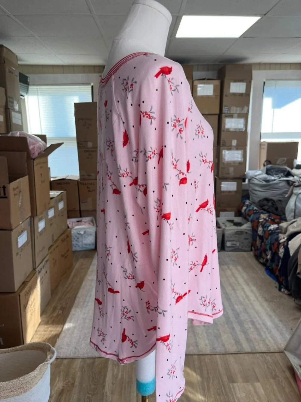 Title: NEW Cuddl Duds 2 Pc Pajama Set Cardinal Print Pink
